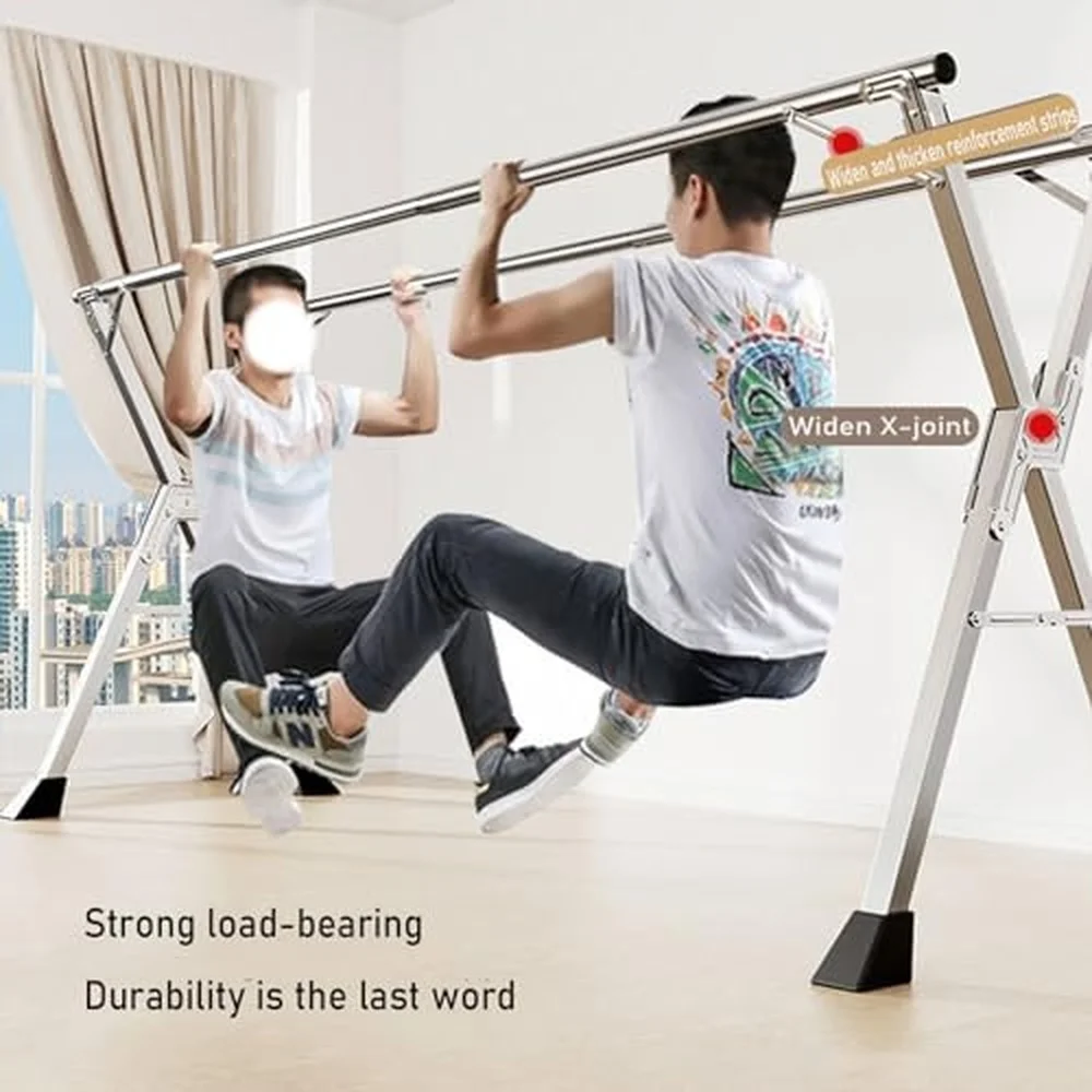 X Shaped Floor Standing Clothes Hanger Folding Telescopic Clothes Drying Rack Set Up Stalls and Hangers Foldable and