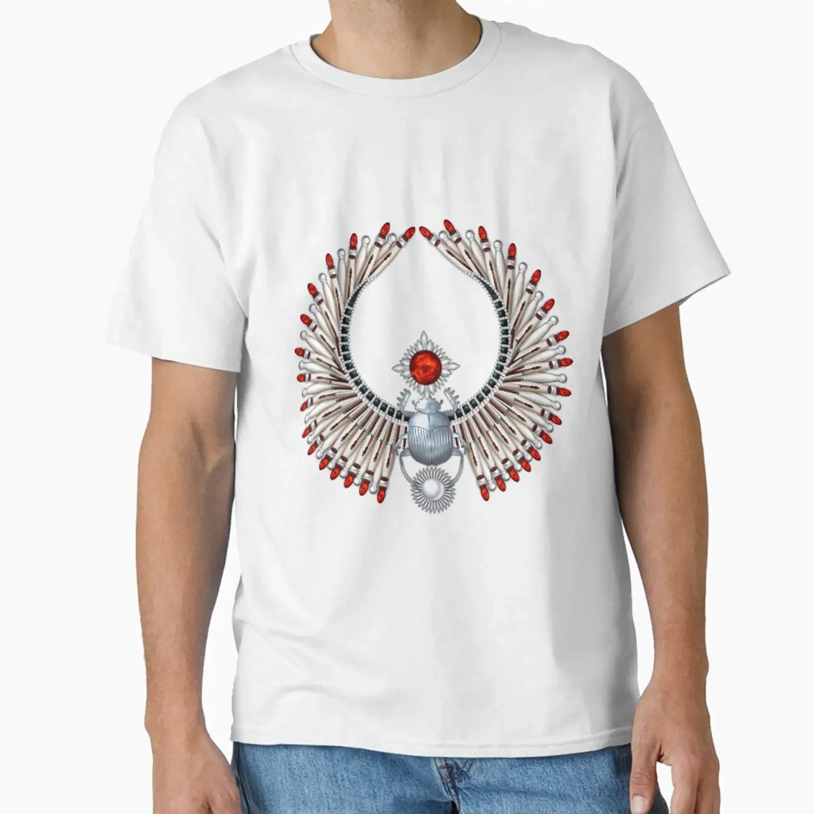 Egyptian Scarab 4 designed and sold by Naumaddic Arts vintage Washed homme Breathable Comfortable Versatile streetwear Casual