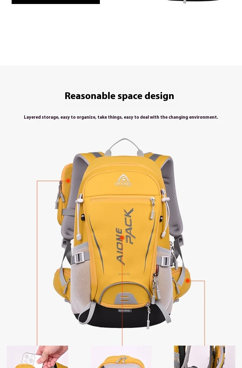 Aione Leichter Wanderrucksack, 25 l, Wander-Tagesrucksack, leichter Fahrradrucksack, atmungsaktiver Tagesrucksack für Damen und Herren – Detail 5