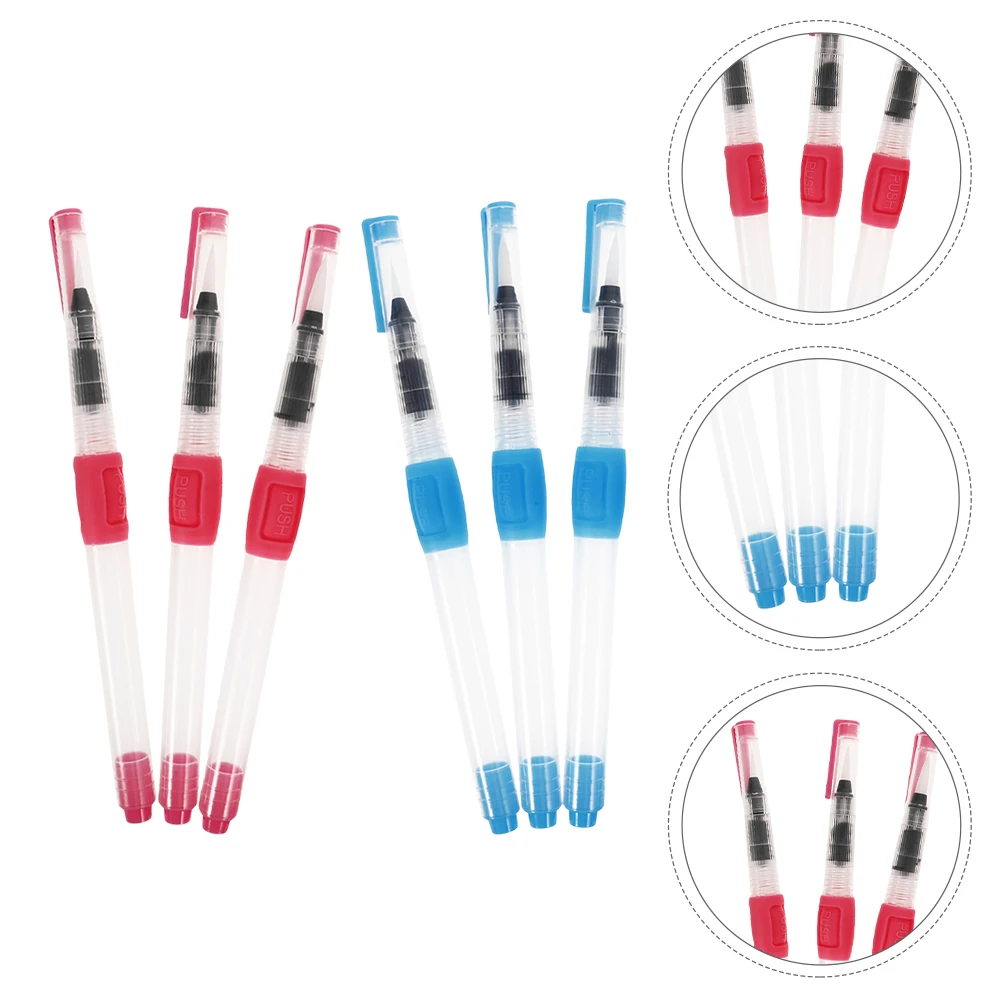 

6 Pcs Watercolor Brush Pens Set Solid Paint Markers Water Art Drawing Pen For Calligraphy Sketching Outdoor Painting
