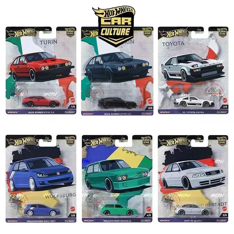 Mattel Hot Wheels 1/64 Car Culture Mix-3 2024 World Tour Series Fpy86 Volkswagen Brasilia Diecast Vehicle Model Kids Toys Gift