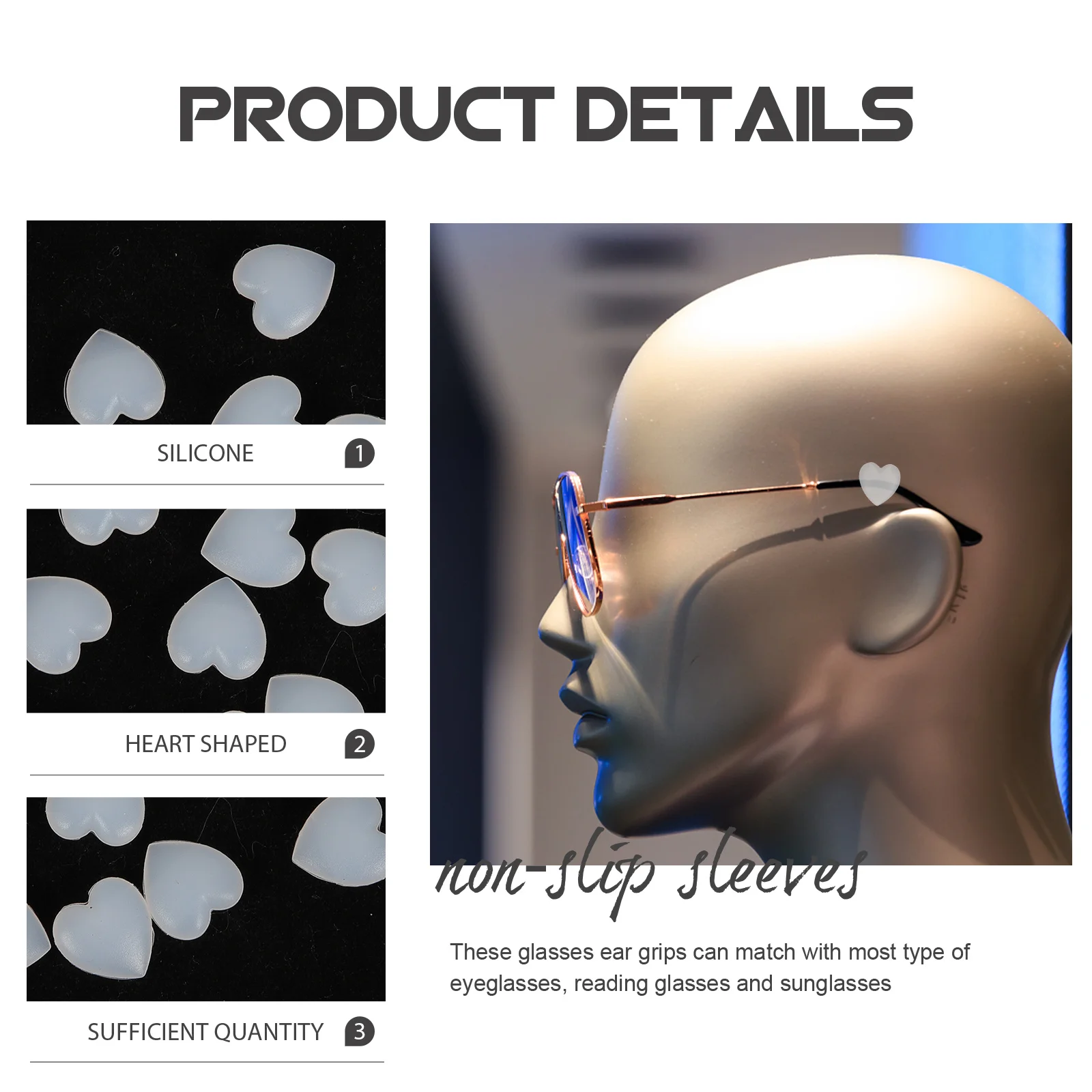 

10Pcs Silicone Glasses Ear Grip Anti Slip Grips Hidden Behind Ear for Stable Wearing Keep Glasses from Slipping