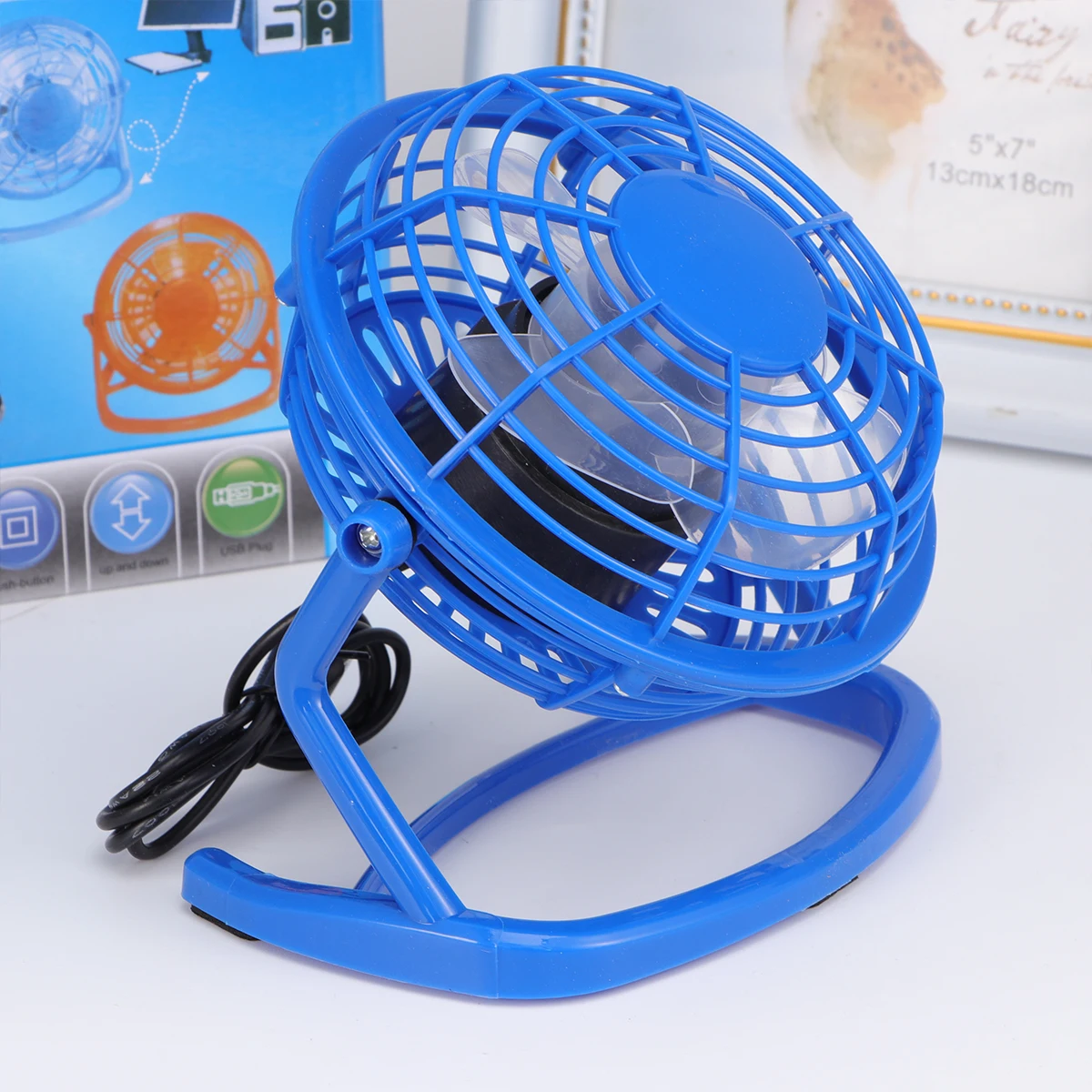 

Ultra-Silent Mini Usb Fan Rechargeable Portable Small Fan For Desk Handheld Use Lightweight Durable Classic Design Blue