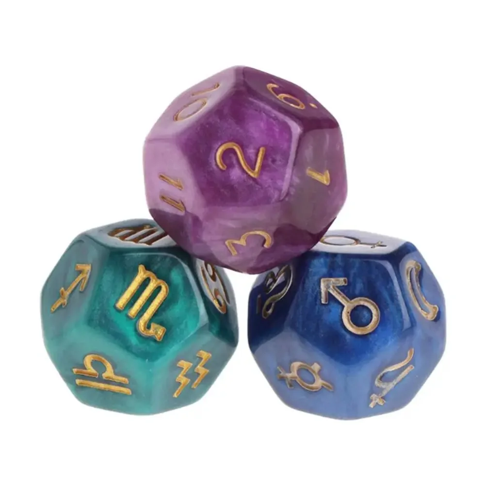 3PCS 12-Sided Dice Astrology Tarot Card Multifaceted Constellation Dice Leisure and Entertainment Toys for Party Game Board Game