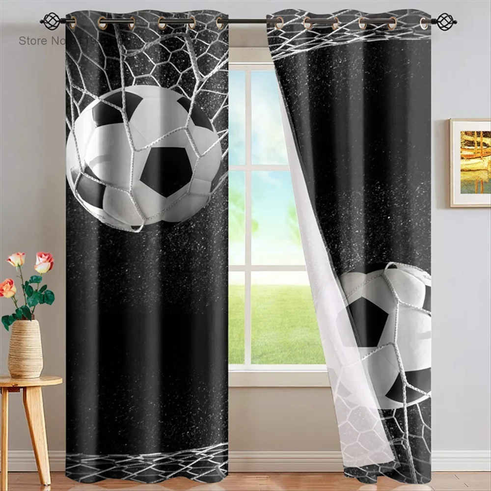 Football 3D Print Blackout Curtains Boys Bedroom Living Room Window Curtain with Grommet Home Decoration Customized Drapes