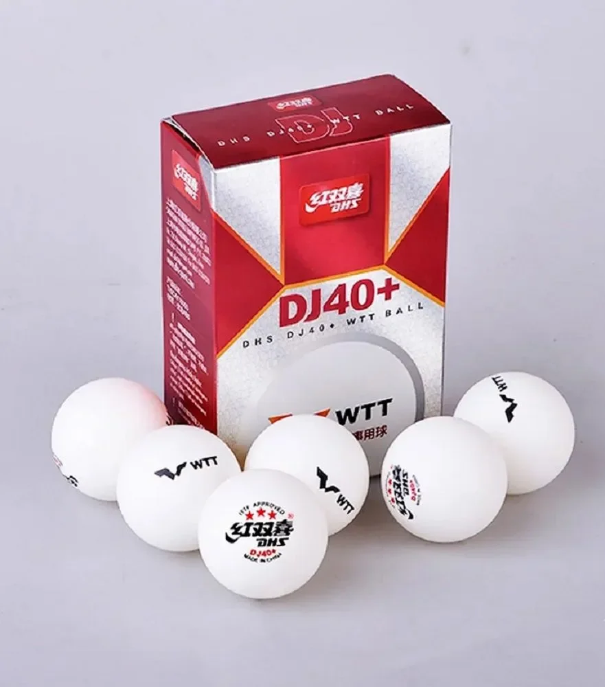 DHS 6pcs ABS New Material DJ40+ 3-Star Ping Pong Balls, Professional ITTF Approved 40+ Table Tennis Balls for WTT Competition