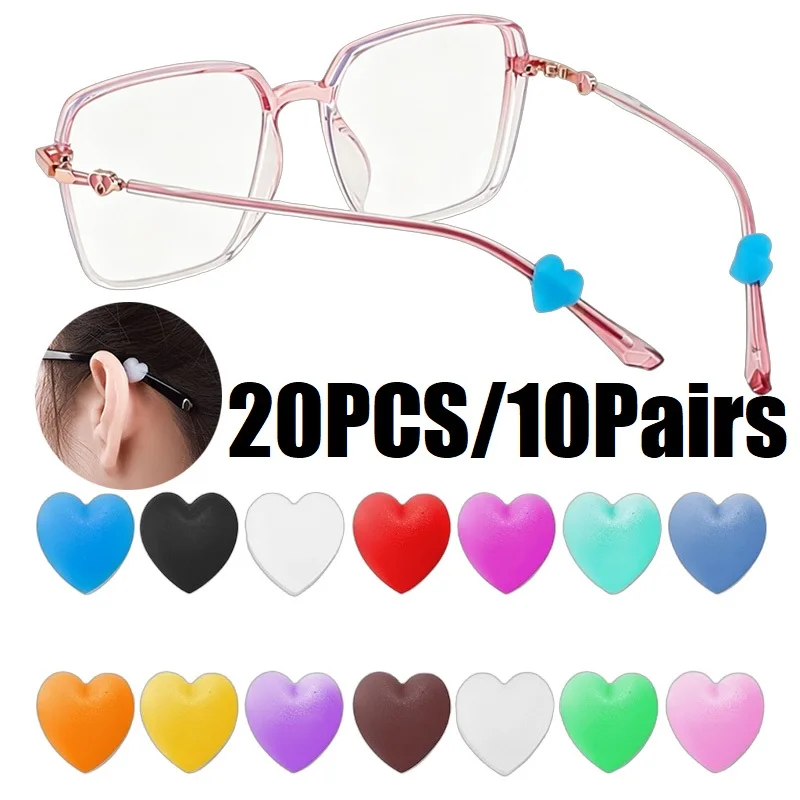 20PCS Heart Silicone Glasses Ear Hook Anti-slip Eyeglass Temple Tips Eyewear Stopper Accessory for Men Women YJFHT01