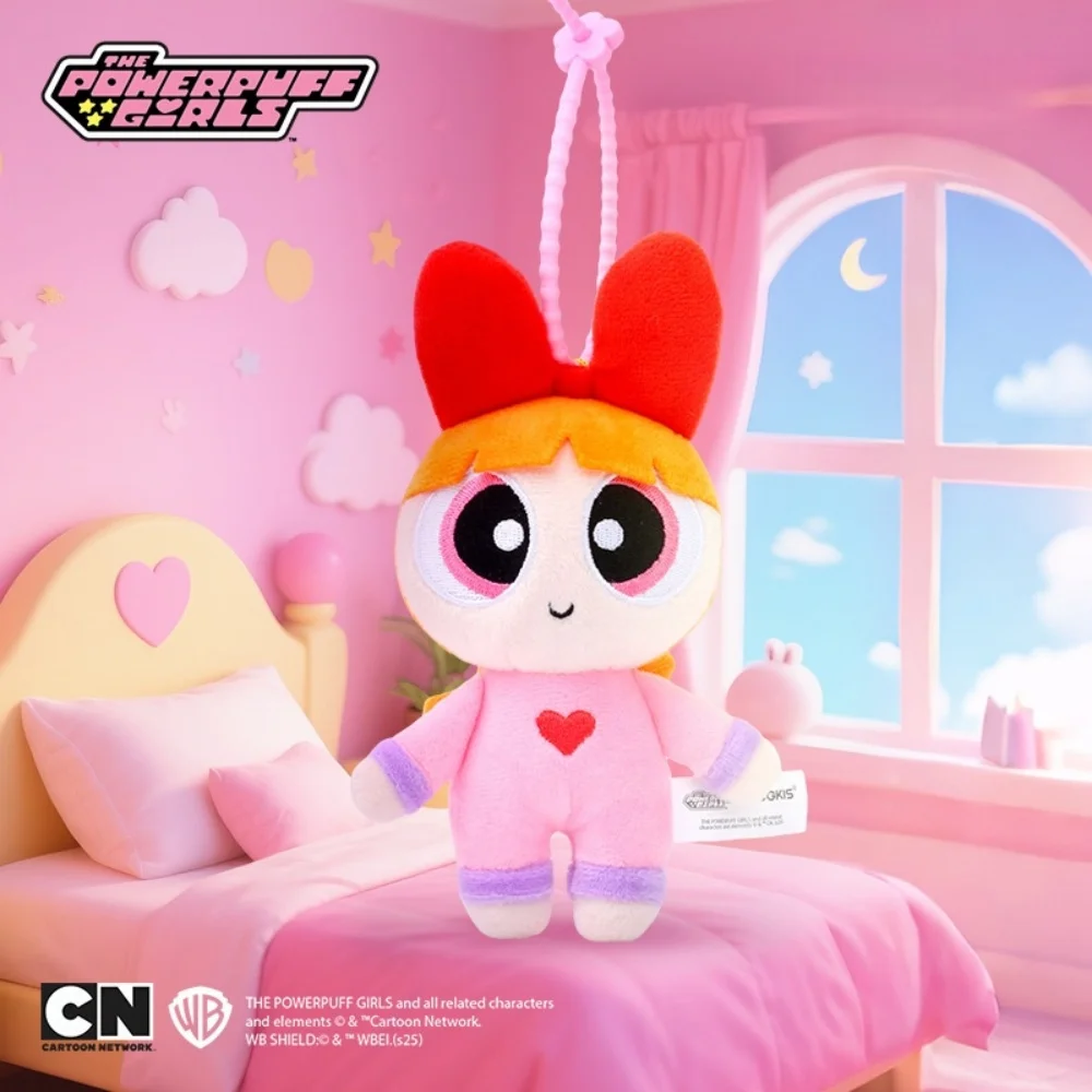 Oryginalny breloczek z pluszową lalką PowerPuff Girls o długości 12 cm, Buttercup, Bubbles, Blossom, kreskówkowa ozdoba do zawieszenia na torbie, prezent dla dziewczynek.