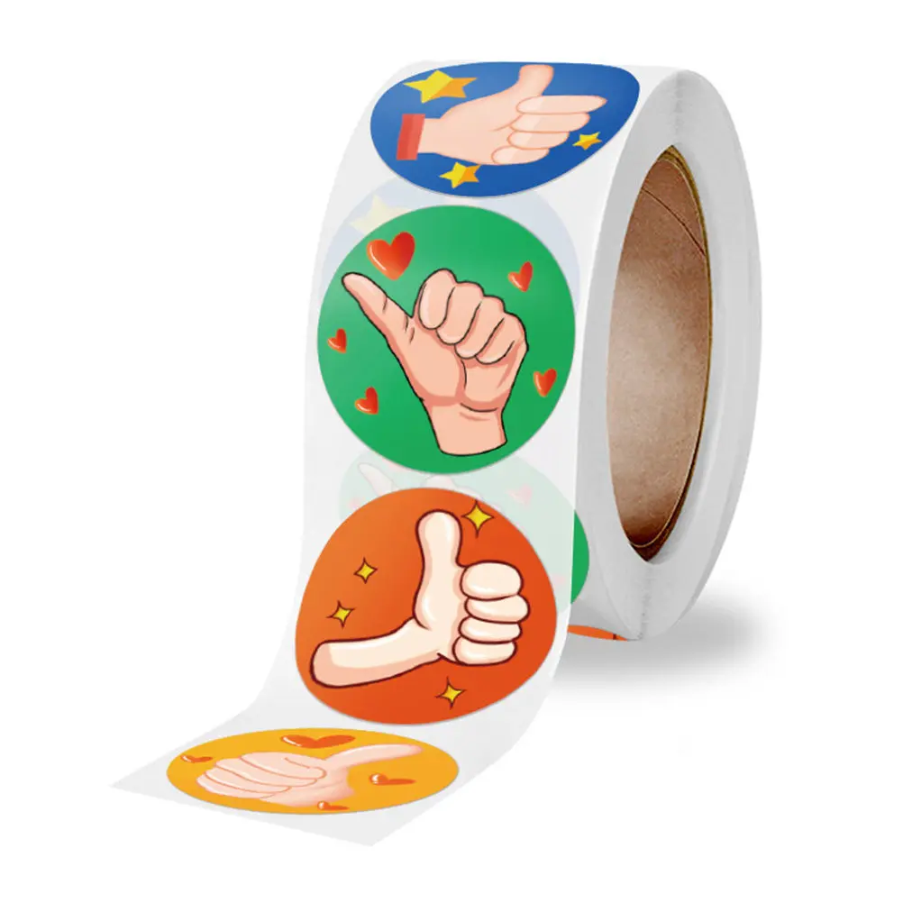 

6 Rolls Cute Thumb Up Reward Stickers Incentive Classroom Decorative Encouraging Stickers for Students Behavior Motivation