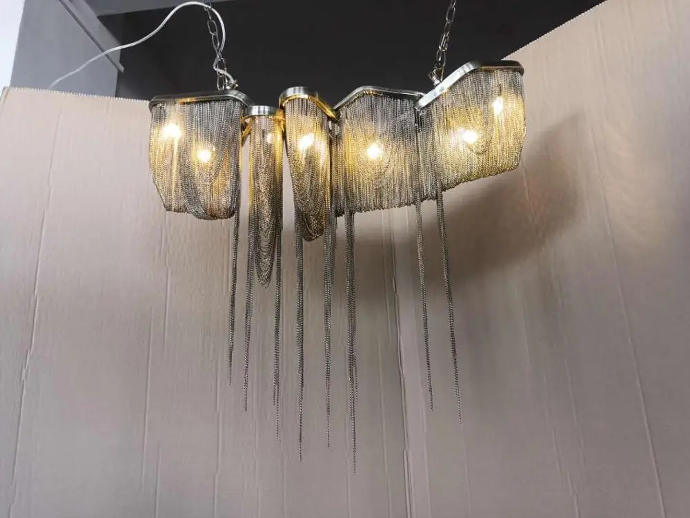 New Led Chandelier Tassel Chain Island Decoration Light Luxury Hotel Lighting  Customized