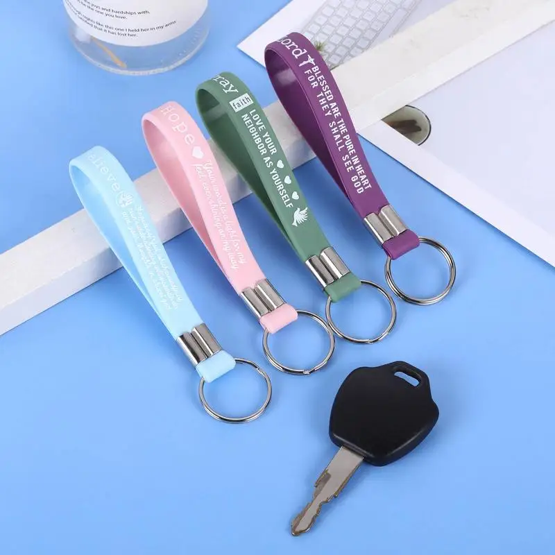 Christian Bible Keychains With Scripture Christian Religious Bible Keychains Silicone Keychains Verses Religious Key Chains