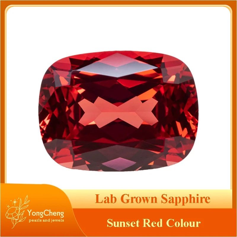 

Top Lab Grown Sapphire Sunset Red Rectangular Cushion Shape VVS1 Gemstone Charms DIY for Jewel Making Selectable AGL Certificate