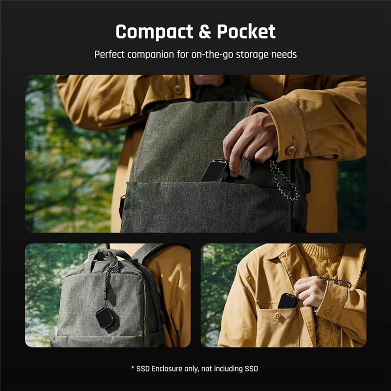 Gabinete ssd de bolso bem feito 2230 m.2 nvme com furos de parafuso de 1/4 Polegada display lcd usb tipo-c 3.2 gen2 10gbps fotografia editio