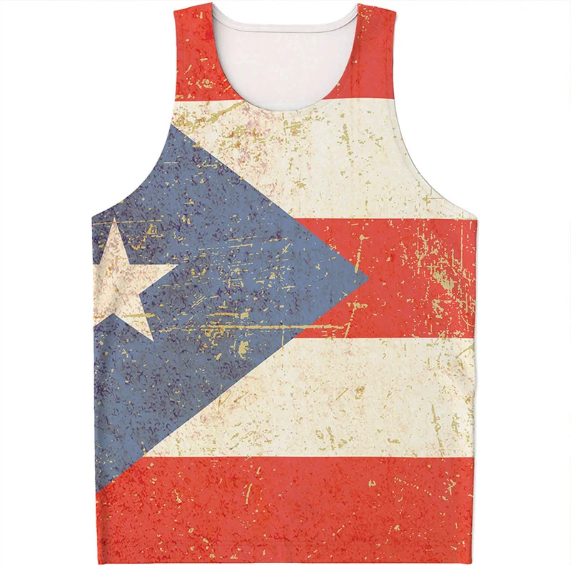 Flag Of Puerto Rico 3D Printed Tank Top For Men Kids Summer Casual Sleeveless Shirts Streetwear Oversized Tops Tee Shirt