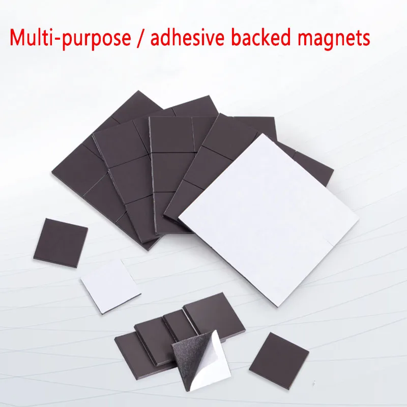 20pcs Square Self Adhesive Magnetic Rubber Flexible Sticky Magnets Disc for DIY handmade refrigerator stickers M20-M35