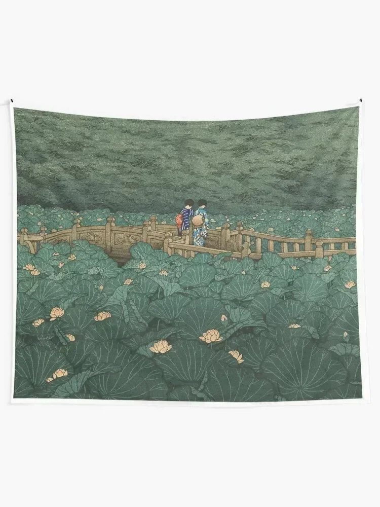 The Pond at Shiba Shrine in Benten - Kawase Hasui Tapestry Home Decor Accessories Cute Room Decor Room Decor Aesthetic Tapestry