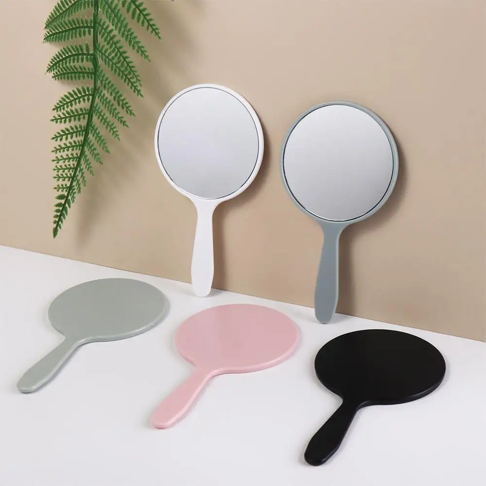 Cute DIY Makeup Mirror Small Handheld Round Handheld Mirror Anti-fall With Handle Portable Mirror Women