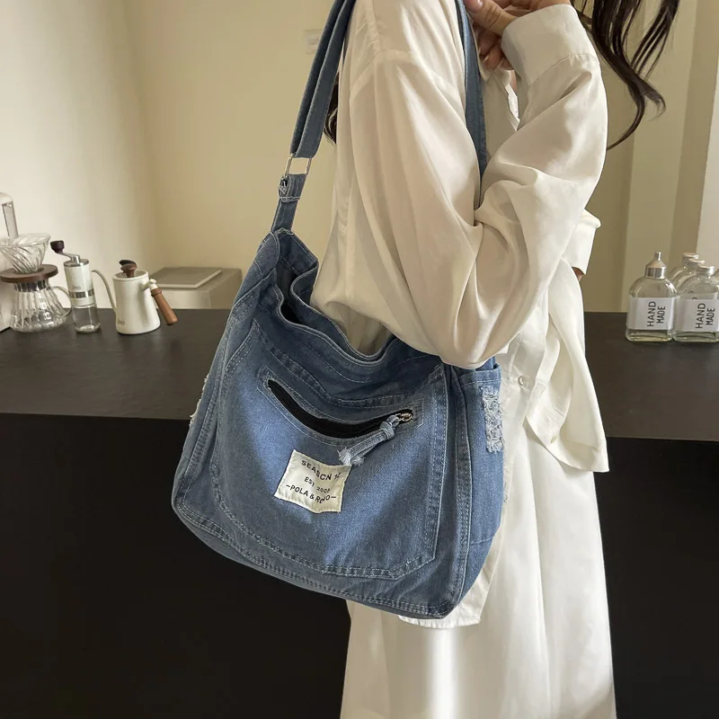 

Denim Bag Women's New Urban Simple Casual Shoulder Bag Women's Crossbody Bag Tote Bag Korean Style Shoulder Bag