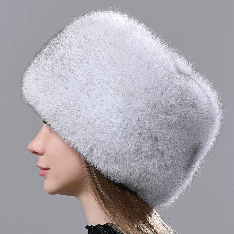 

Natural Fox Fur Beanies Women Winter Warm Fluffy Popular Russia Style Female Round Cap Fashion Real Fur Hats