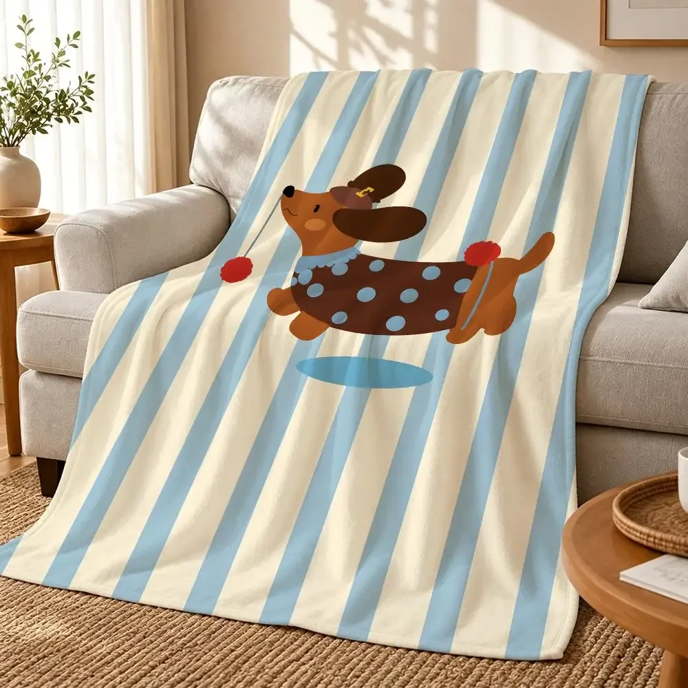 Dachshund sausage dog Throw 240g flannel blanket, suitable for sofas, beds, offices, exquisite gift blankets