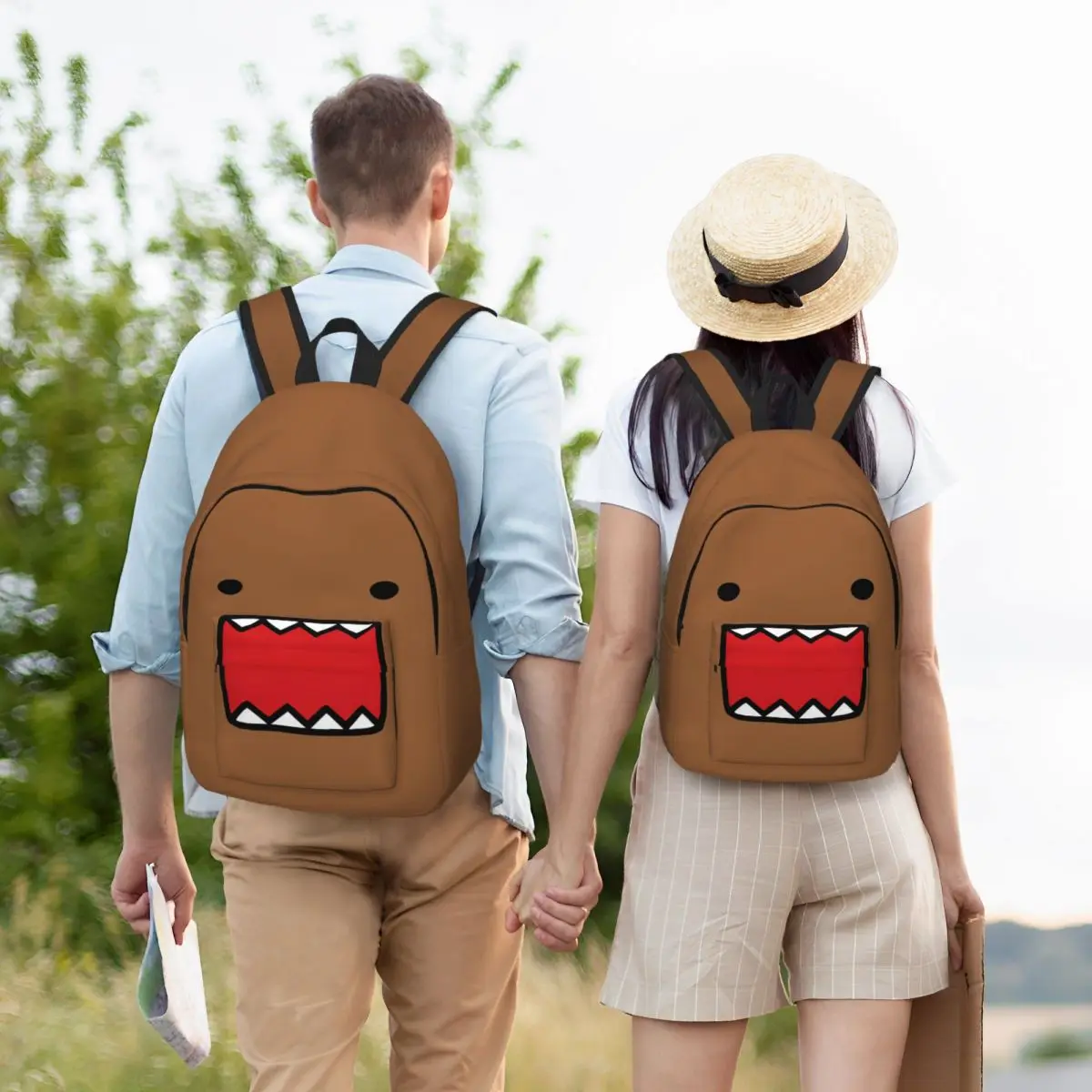 Domo-Kun 클래식 배낭 내구성 고등학교 작업 Domo Kun Doll Face Daypack 남성용 여성용 노트북 컴퓨터 숄더 백