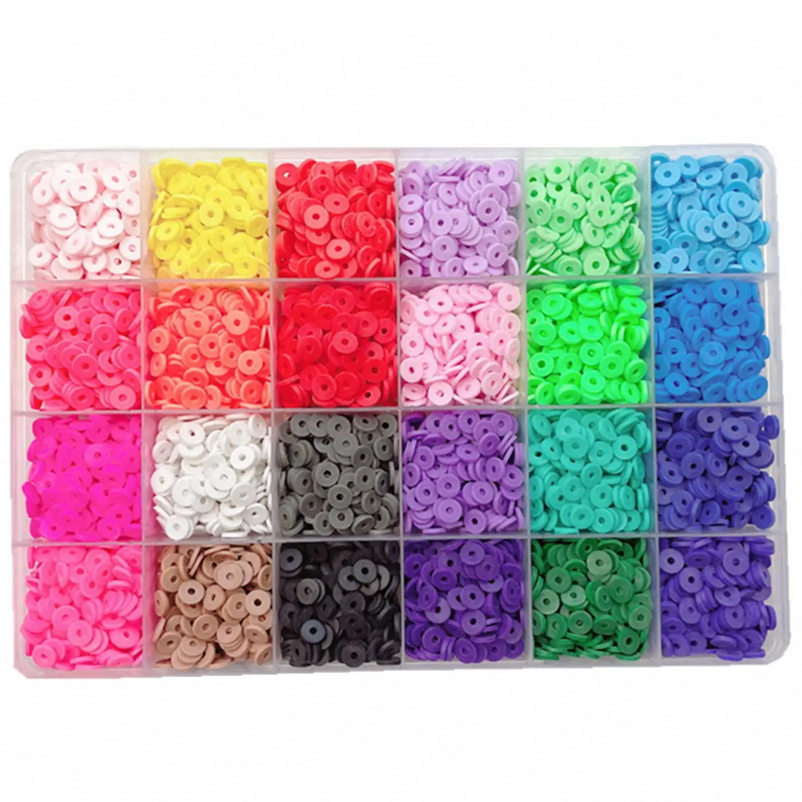 24 Grids 6mm Soft Pottery Pieces Box Set DIY ,4800Pcs Polymer Clay Beads