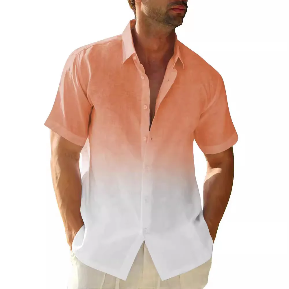 2025 Hot Selling Men's Short Sleeved Shirt with Four Sided Bounce 3D Digital Printing Hawaiian Shirt
