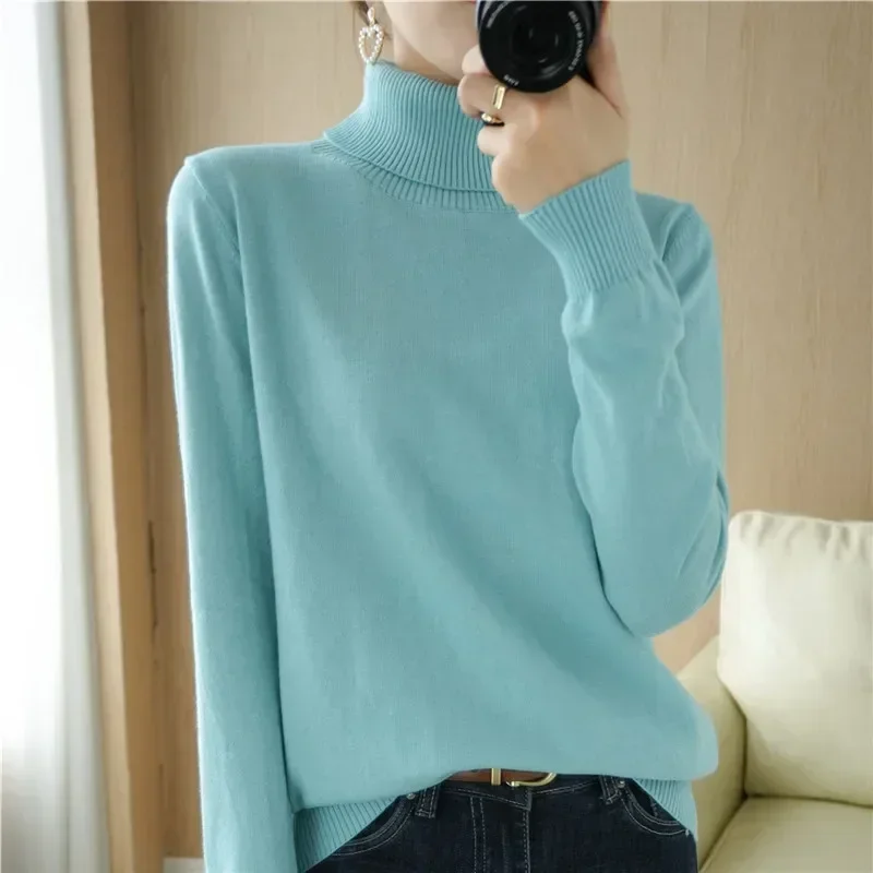 Sweater Women Fashion High Neck Sweater Women's Autumn And Winter Wool Pullover Top Loose And Casual Youth Women Tops Sweatshirt