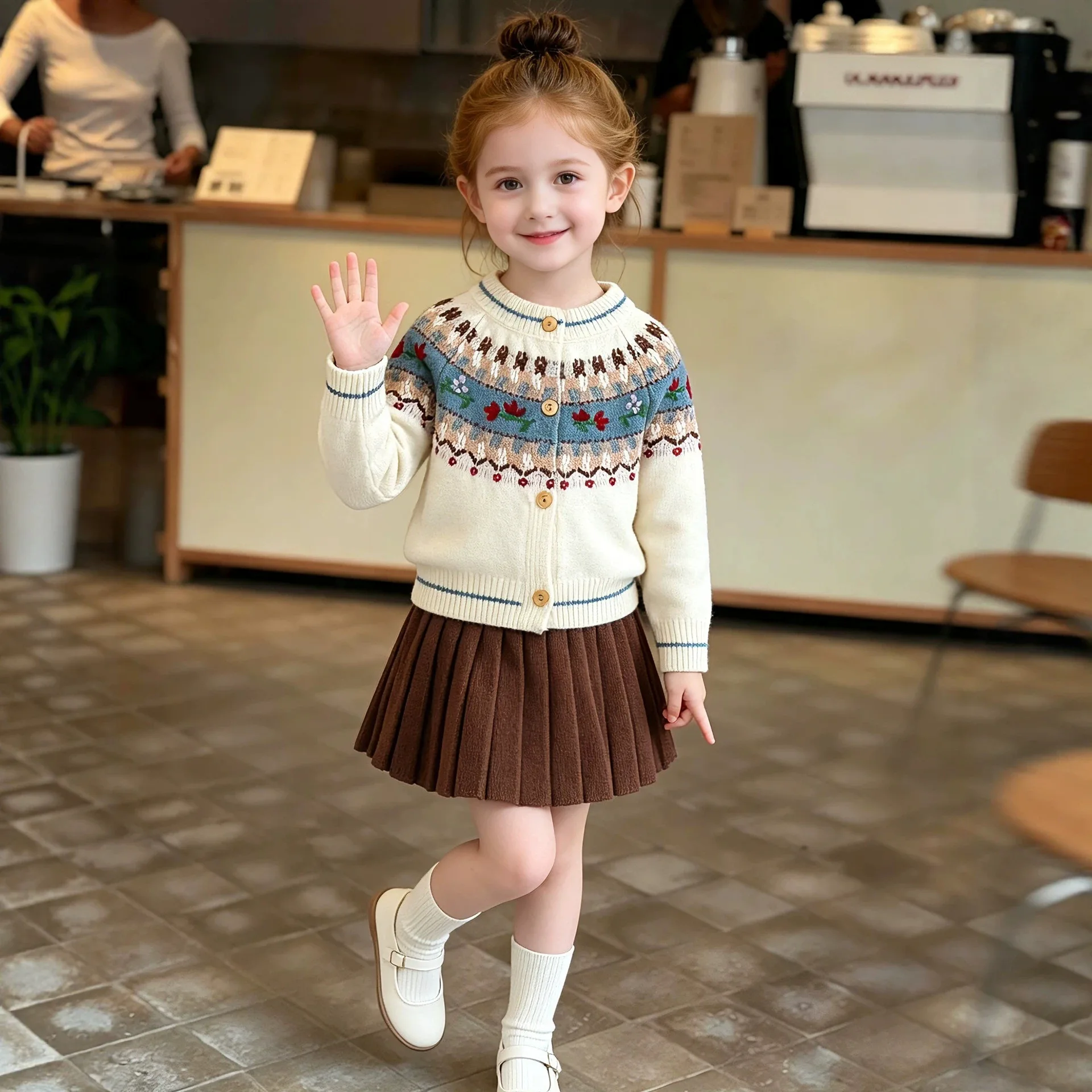 2PCS SETS Fall Winter Sweater Sweet kids' sets and outfits for Cute Girls Clothes Long Knit Play Wear