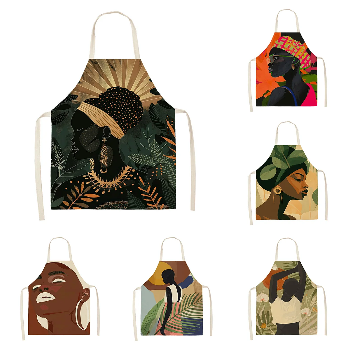 

Morandi Color Abstract Line Apron Anti-Oil Stain Kitchen Work Apron Coffee Shop Assistant Home Kitchen Decoration