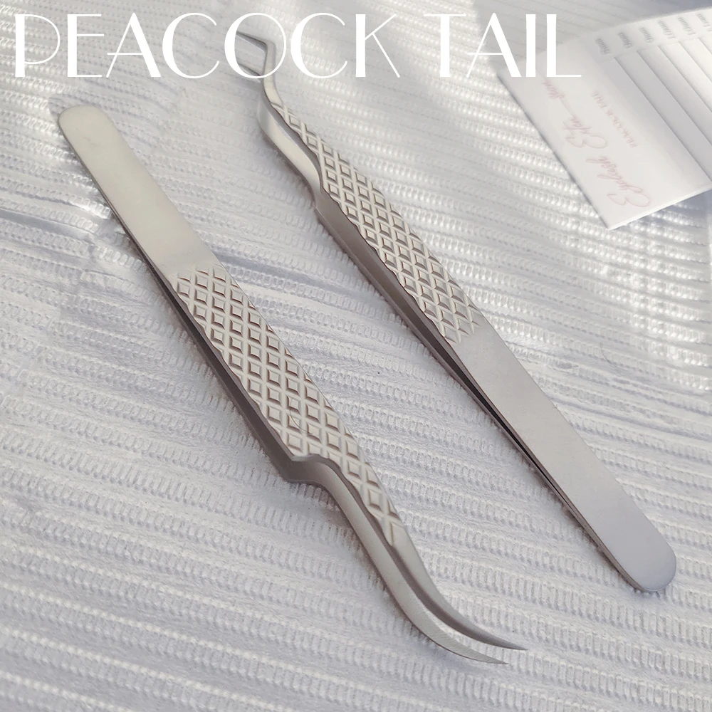 Titanium alloy Tweezers Large Friction Dark Silver Tweezer Make Fan 6D Eyelashes Perfect Closure