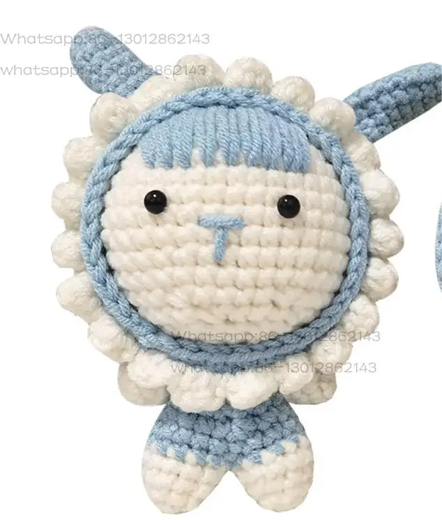 Crochet Kit Creative Doll Blue Hanging Decorations Simple Handmade Knitting Decorations Material Package Non-finished Products