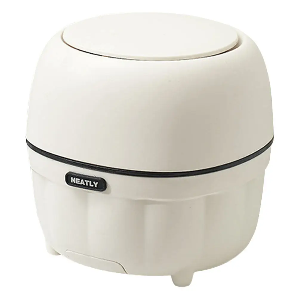 

Mini Desktop Trash Can Small Office Trash Bin Press Lid Phone Holder Compact Tabletop Garbage Can White Portable Garbage Bin