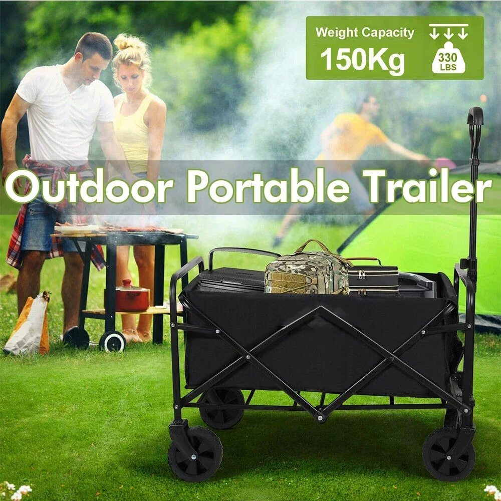 Folding Beach Wagon Cart Collapsible Heavy Duty Outdoor Camping Garden Utility