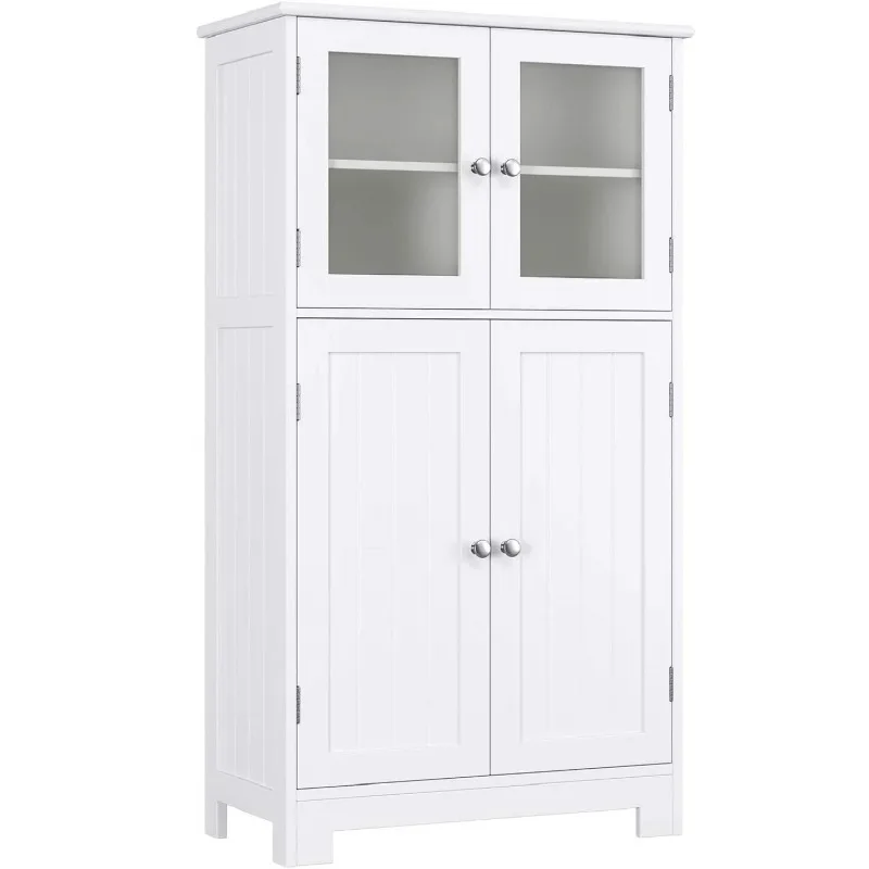 

Bathroom Storage Cabinet, 42.7"H Floor Wooden Linen Cabinet with Shelves and Doors