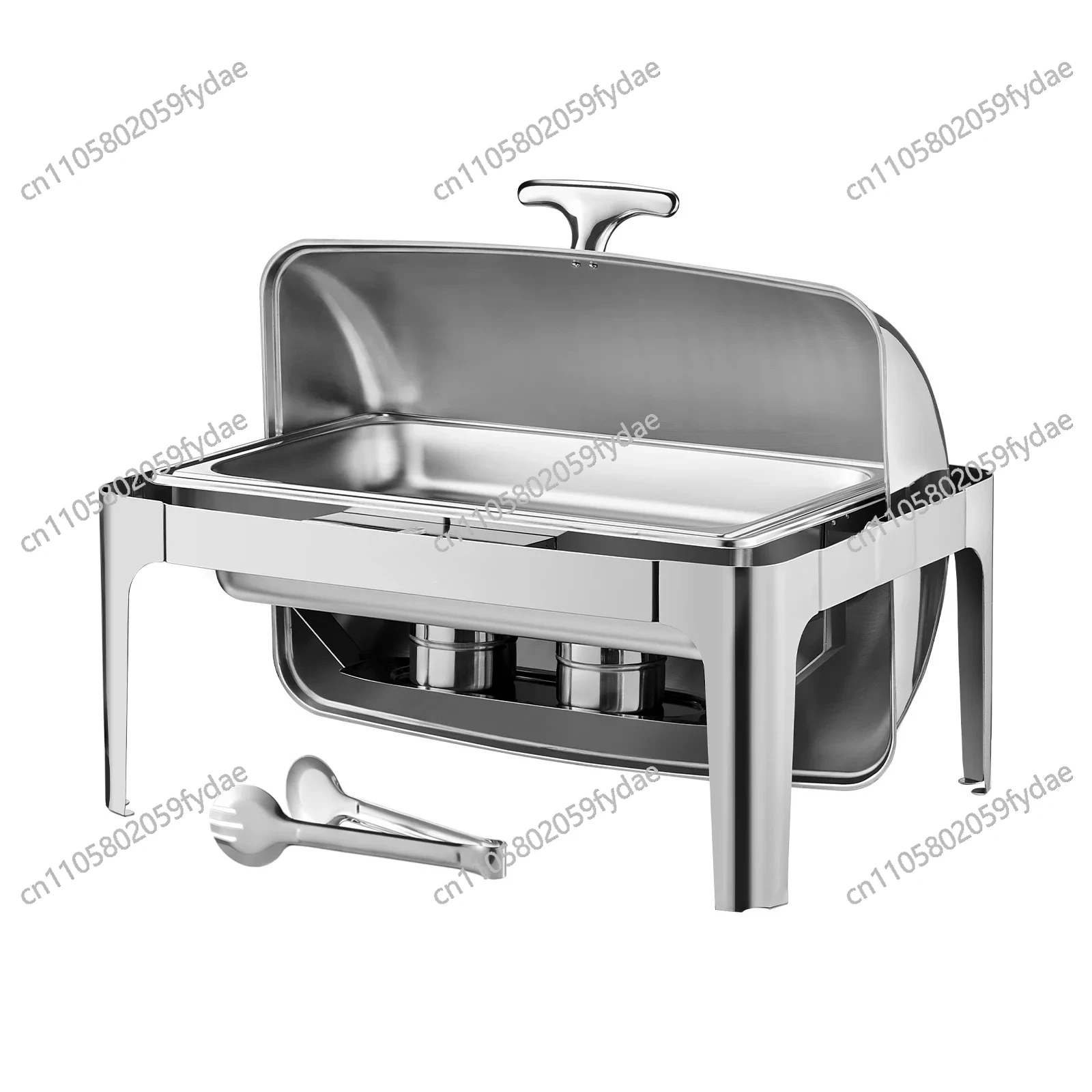 For 9Qt Roll Top Chafing Dish Buffet Complete Set Stainless Steel Chafer W/ Full Size Pan Rectangle Catering Warmer Server