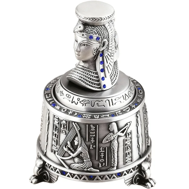 Ancient Egyptian Queen Cleopatra Zinc Alloy Metal Vintage Music Box Figurine Decor Gifts Home Decoration
