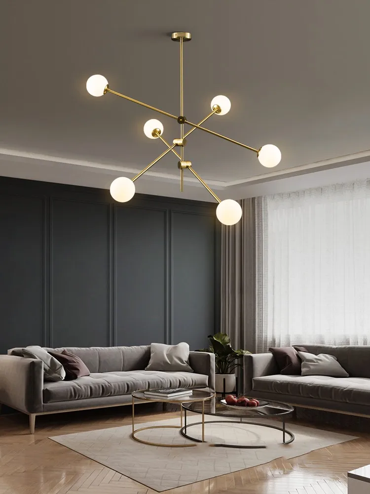 Simple Personality Restaurant Magic Beans All Copper Living Room Web Celebrity Bedroom Light Creative Minimalist Geometric Line