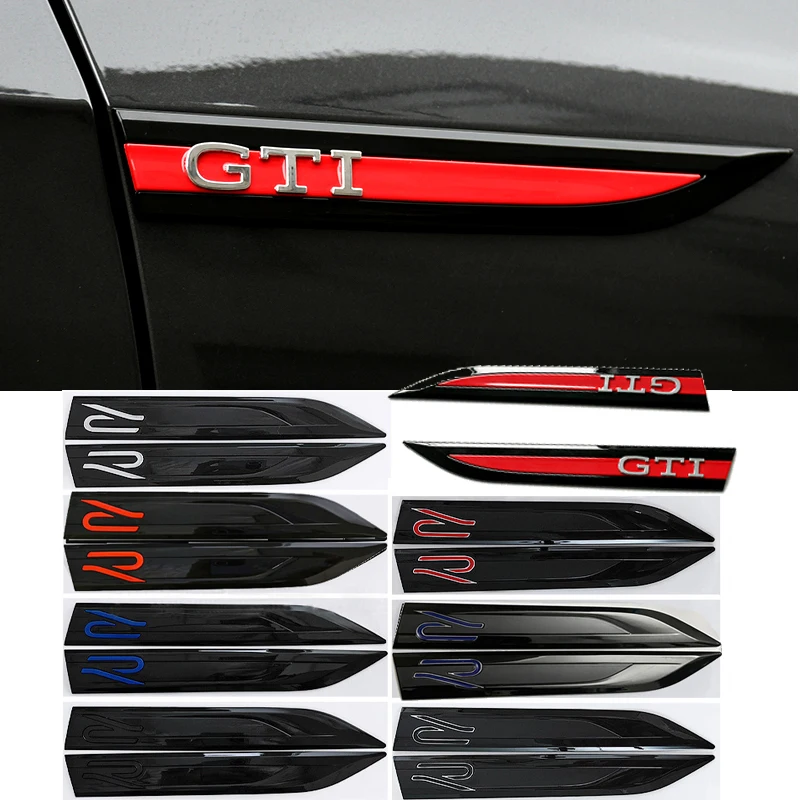 2pcs GTI R Emblem Car Fender Side Wing Auto Sticker Accessories For Volkswagen VW R-line Polo Golf MK8 Touareg Passat Magotan CC