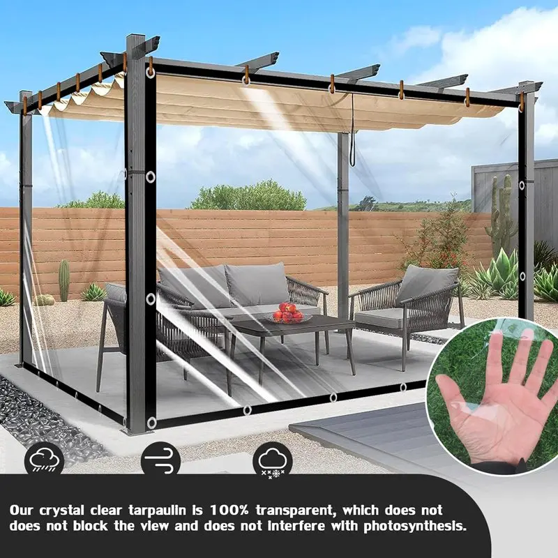Anpassbares, transparentes, wasserdichtes PVC-Tuch, verdickte, klare Plane, robuste Leinwand, regensicherer Segel-LKW-Regenschutz für den Außenbereich – Detail 7