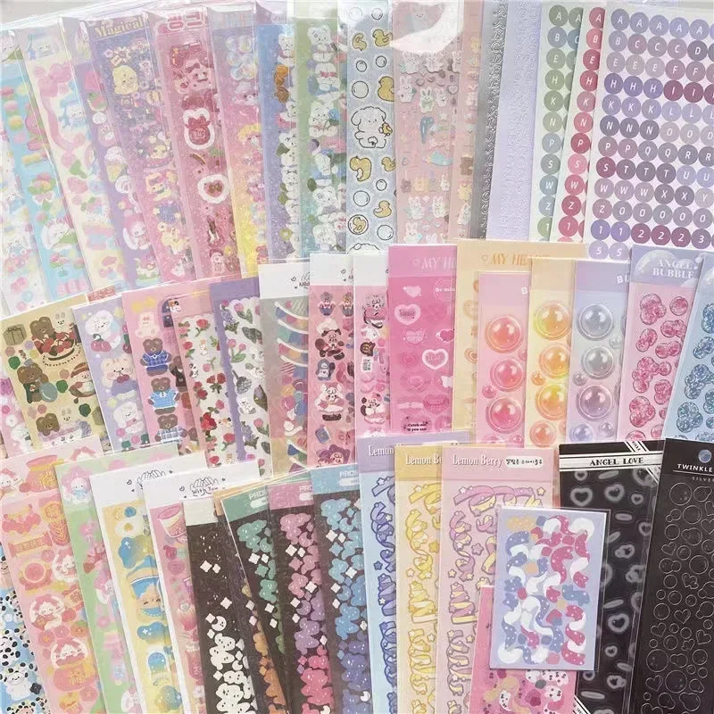 10pcs/20pcs/30pcs/40pcs Random Sticker Pack Laser Decorative Kawaii Album Stickers Korean Stationery DIY Material