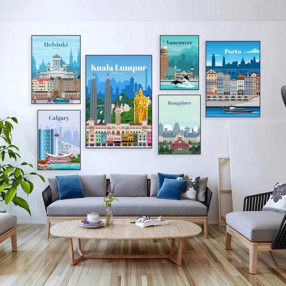 Cape Town, Calgary, Kuala Lumpur, Bangalore, Ljubljana, Helsinki, Belgrade, Rostock, Valletta, New York, Dubai travel posters