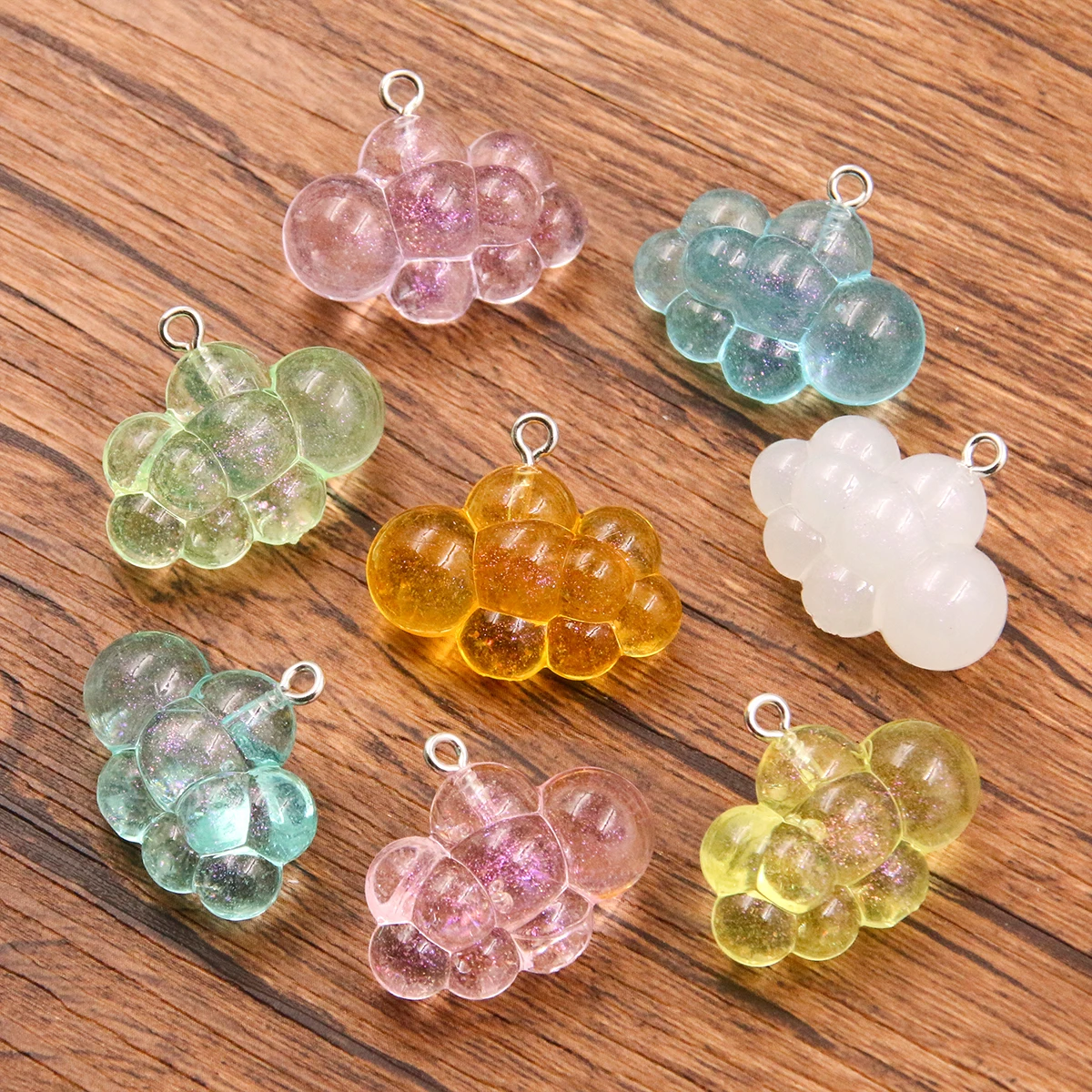 10Pcs 22*26mm 8 Color Shiny Irregular Cloud Acrylic Charms Colorful Bubble Cloud Pendant For Earring Diy Jewelry Making