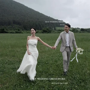XPAY بسيطة حورية البحر الأورجانزا كوريا فساتين الزفاف مخصص اطلاق النار حمالة طول الطابق فساتين الزفاف حديقة فستان الزفاف أفضل 12 فستان مبيعات لجدة العروس - No12
