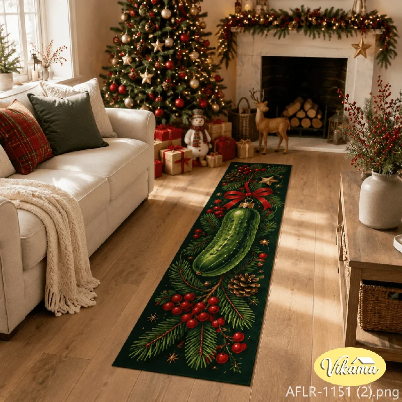VIKAMA Christmas Train Set Holiday Hallway Runner Anti Slip Absorbent Floor Mat for Living Room Bedroom Holiday Home Decor