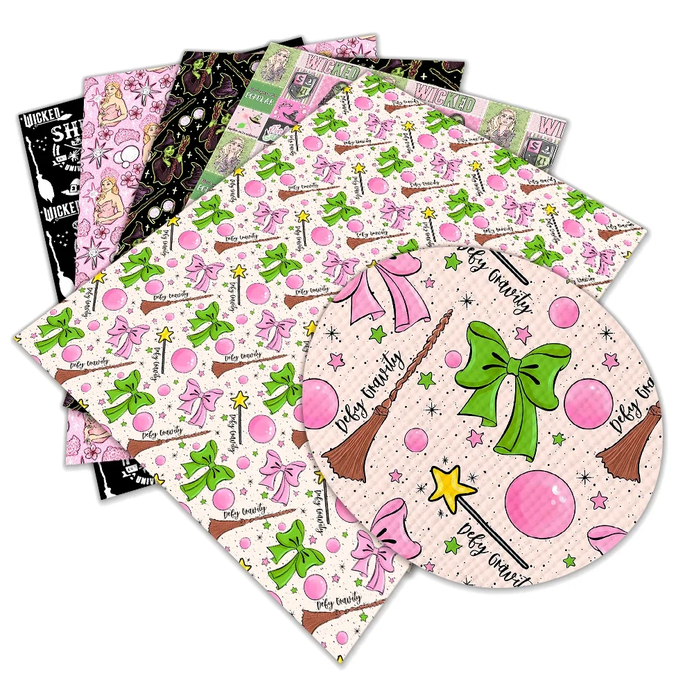 30*22 سنتيمتر غليندا الشريرة و Elphaba مطبوعة نمط الجلود الاصطناعية الصليب Vinly DIY بها بنفسك الشعر القوس مجوهرات القرط الحرفية صنع