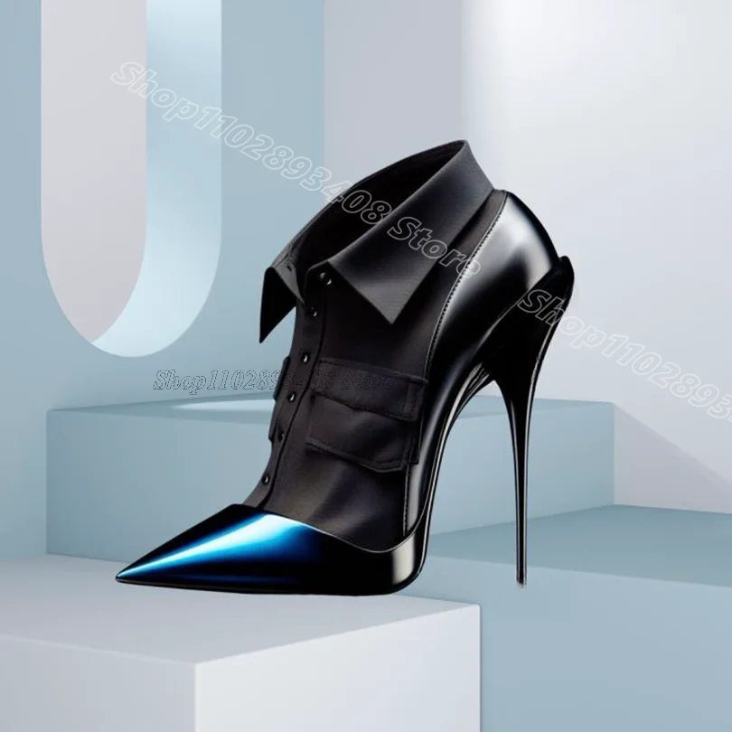 

Splicing Stiletto Buckle Decor Pumps Pointed Toe Fashion British Style Summer Design for Women Party Shoes Zapatos Para Mujere