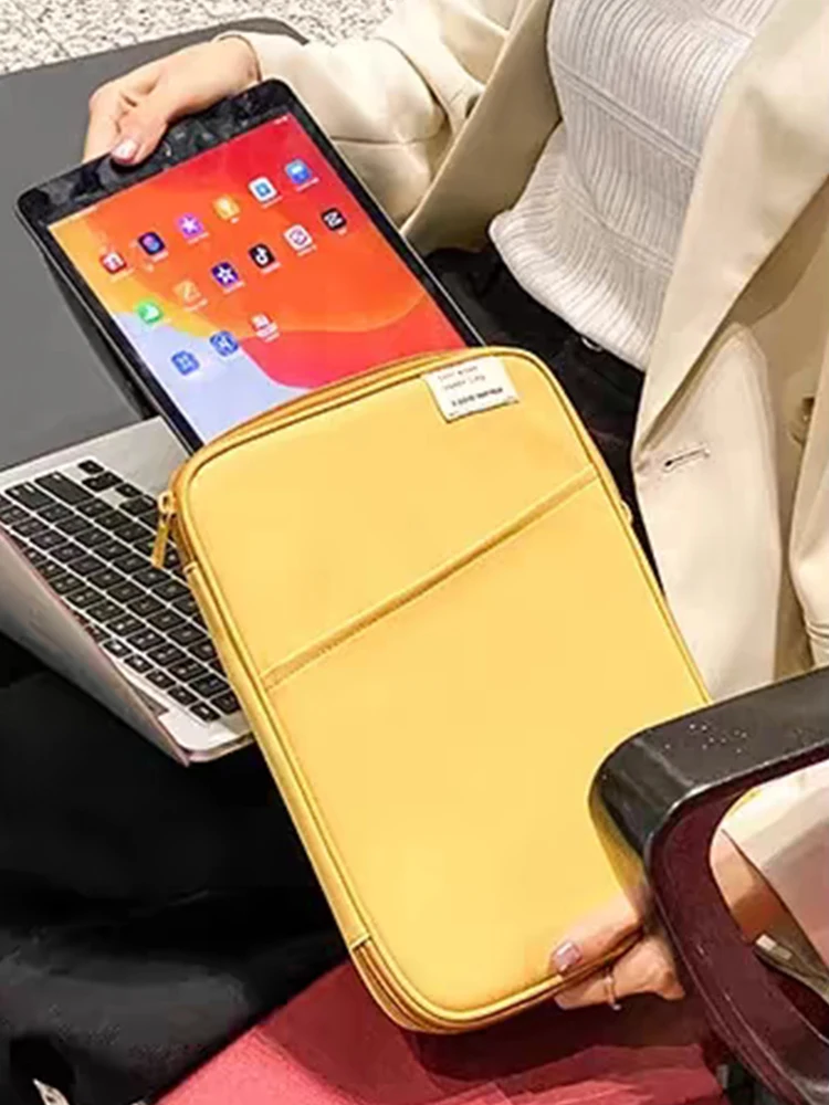 Borsa per laptop di grande capacità alla moda con cerniera da lavoro semplice valigetta da donna in tela borsa coreana per tablet computer mouse penna USB