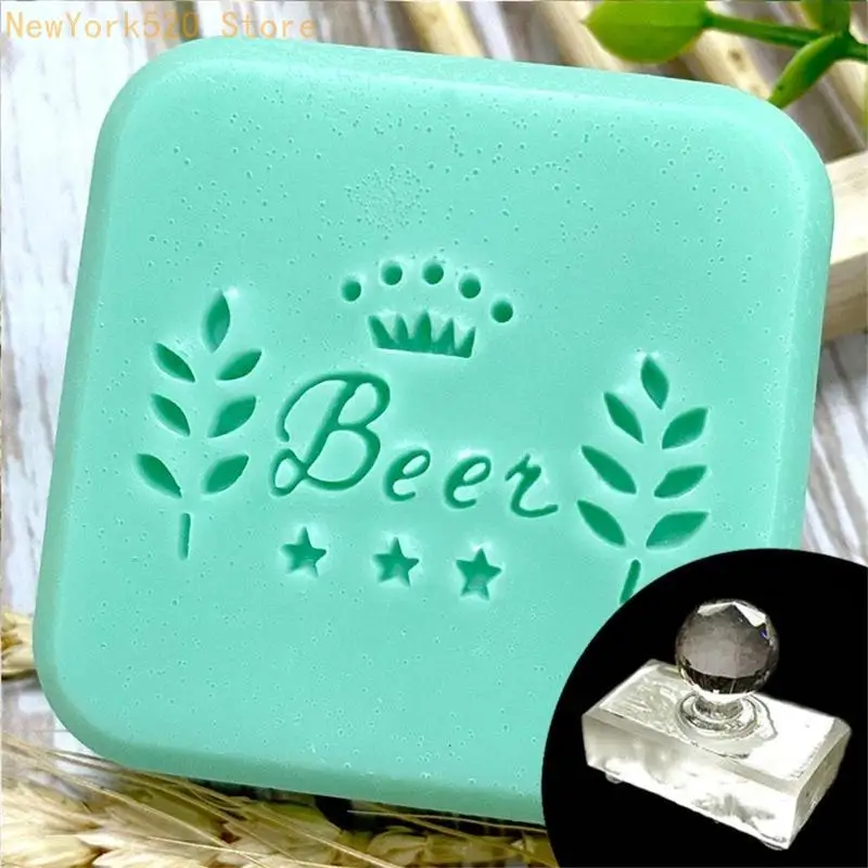 Acrylic Coffee Beer Soap Stamp Handmade Crafts Soaps Seal English Letters for DIY Making Chapter Unique Soap Stamps N84C