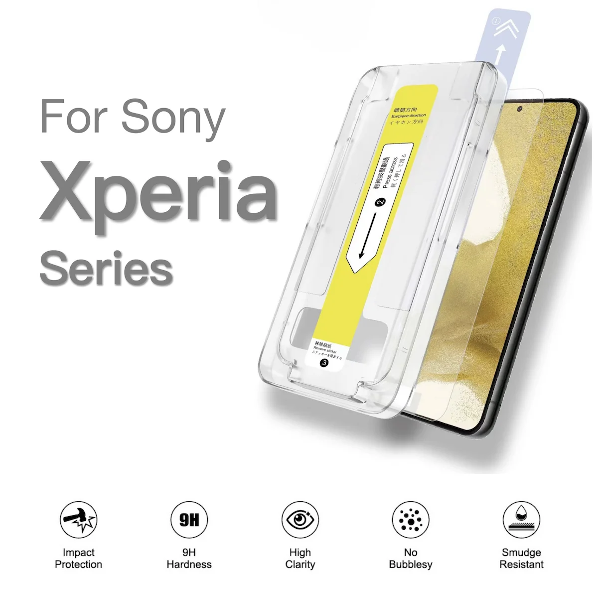 Para sony xperia 1 5 10 iv v iii 1v 1iv 5iv 10iv 5v protetor de tela de vidro temperado protetor fácil kit de remoção de poeira automática